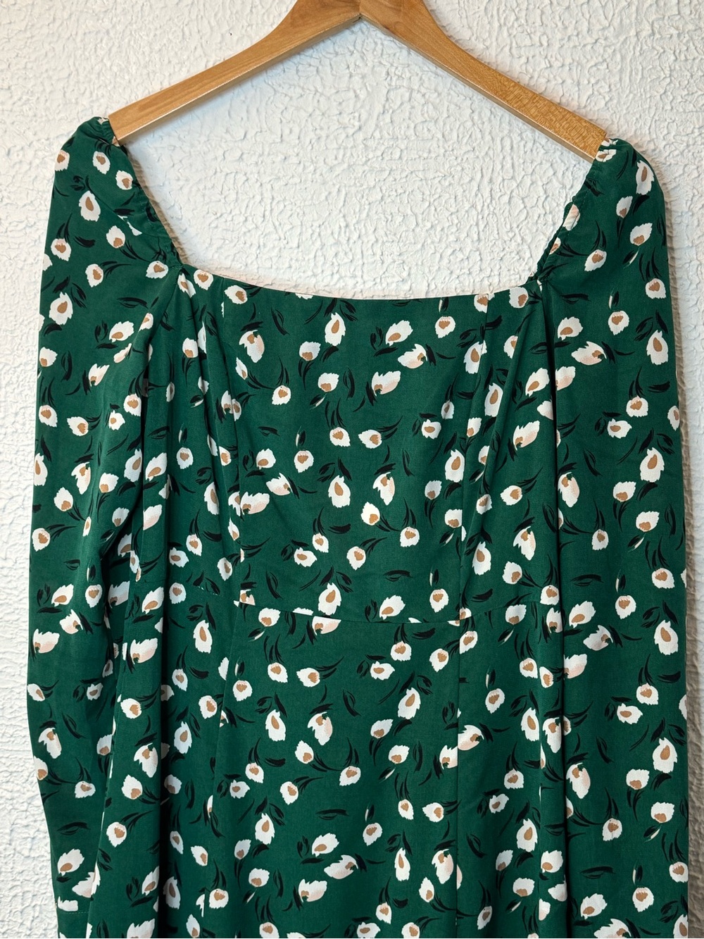 FRNCH Green Floral Off-Shoulder Long Sleeve Dress - Picture 2 of 6
